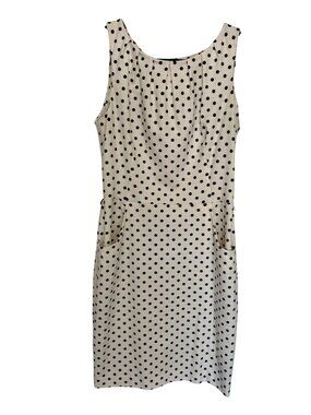 Chaps Polka Dot Sleeveless Sheath Dress with Pockets Black White Size 10